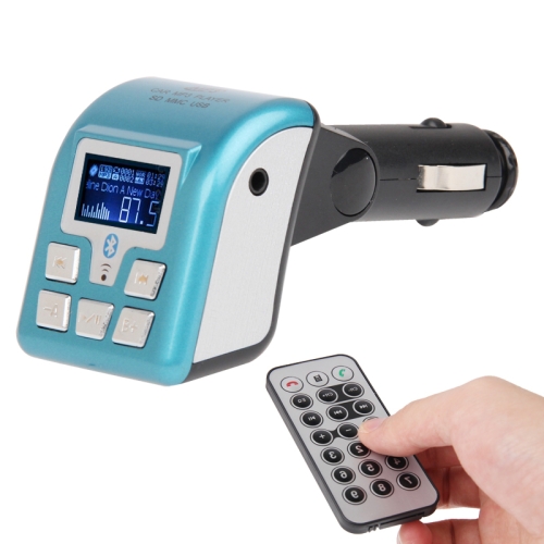 Bluetooth Handfree Kit + Car MP3 Player Wireless FM Modulator Transmitter with LCD Display, Support SD / MMC Card (Blue)